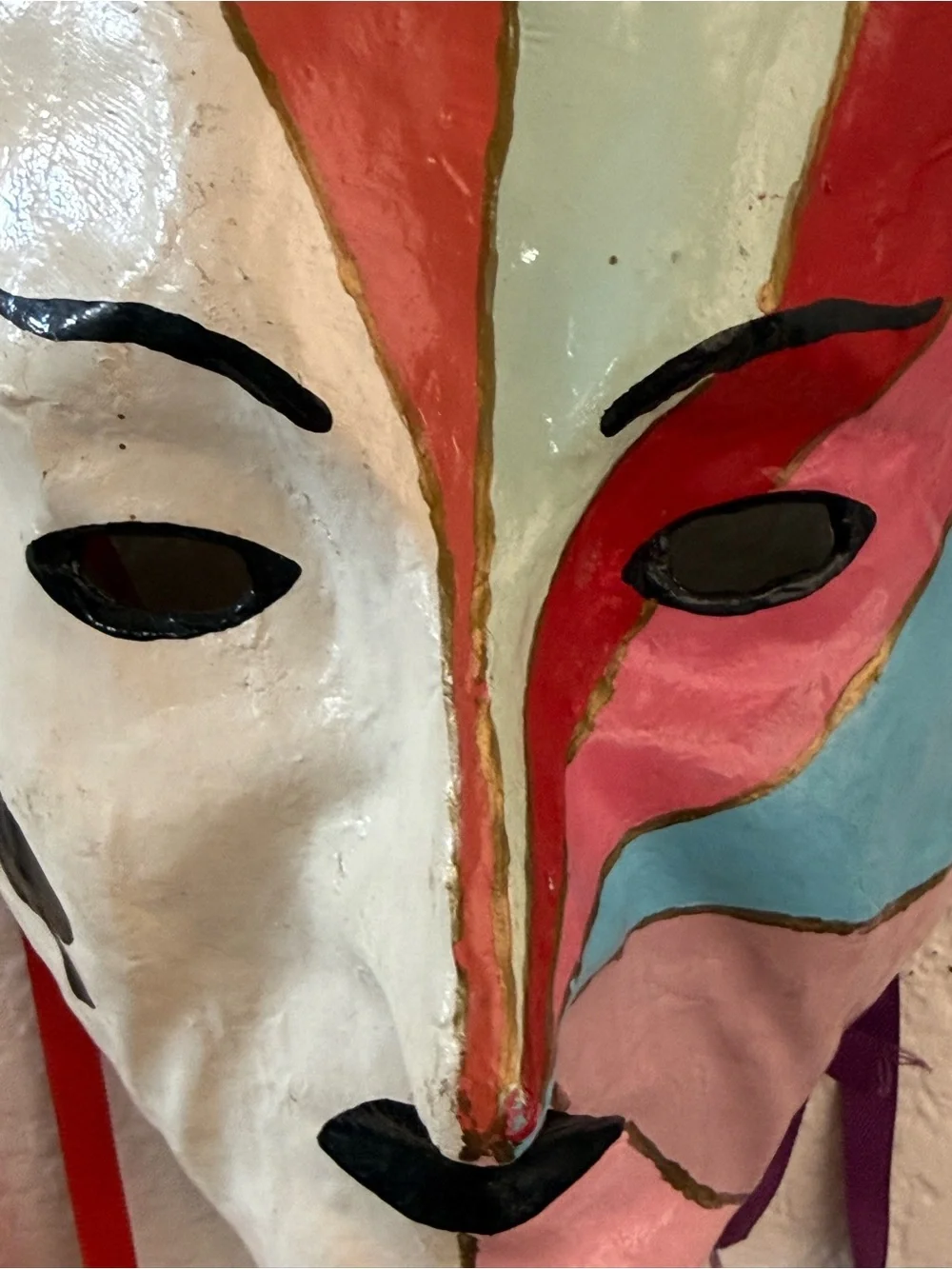 Handpainted Papier-Mâché Multicolor Decorative Face Mask